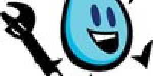 Cartoon of water drop holding a wrench